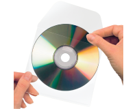 Housse CD/DVD Djois 127x127mm rabat autocollant transparent 10 pièces