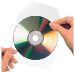 Housse CD/DVD Djois 127x127mm rabat autocollant transparent 10 pièces