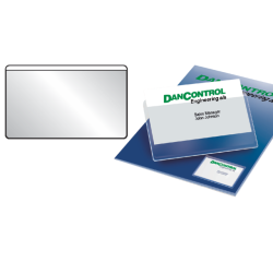 Etui cartes de visite Djois 105x60mm autocollant haut ouvert transparent 10 pièces