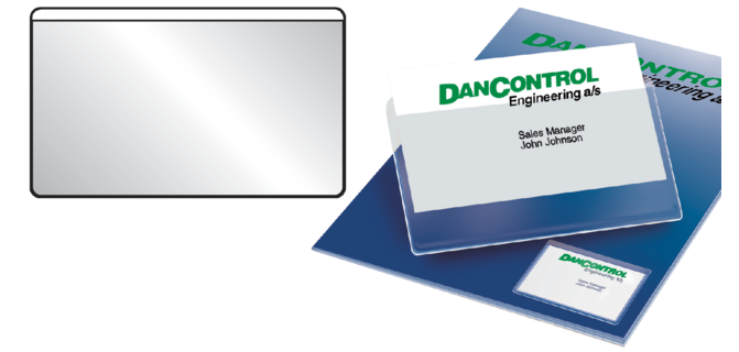 Transparent top-open adhesive business card holder Djois 105x60mm, 10 pieces