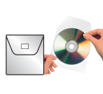 Housse CD/DVD Djois 127x127mm rabat transparent 25 pièces