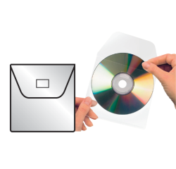 Cd/dvd hoes Djois 127x127mm met klep transparant 25 stuks