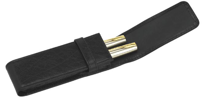 Stifteetui 322 Genarbtes Leder 2 Fächer Schwarz