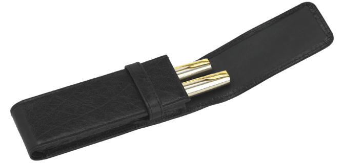 Etui stylos 322 Cuir grainé 2 cases Noir