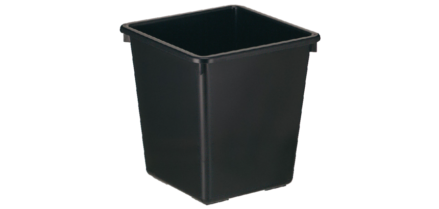 Papierbak kunststof vierkant taps 21liter zwart