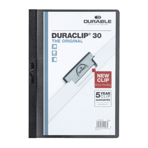 Klemmap Durable Duraclip A4 3mm 30 vellen zwart