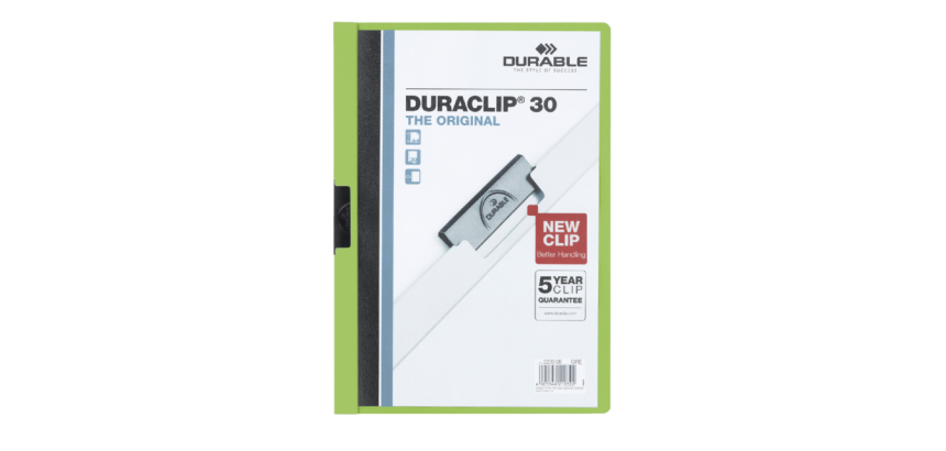 Durable Duraclip A4 3mm 30 sheets green clip folder