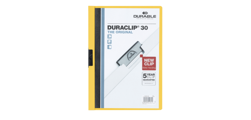 Durable Duraclip A4 3mm 30-sheet yellow clip file