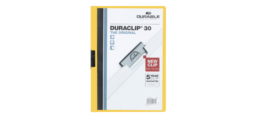Klemmap Durable Duraclip A4 3mm 30 vellen geel