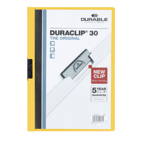 Klemmap Durable Duraclip A4 3mm 30 vellen geel