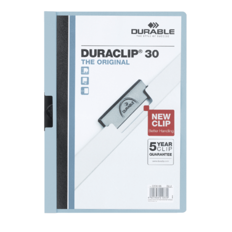 Klemmap Durable Duraclip A4 3mm 30 vellen lichtblauw