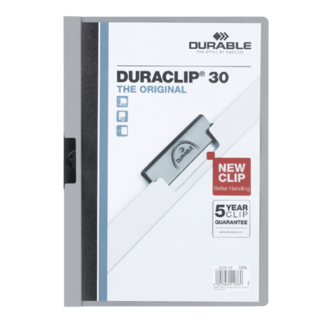 Klemmap Durable Duraclip A4 3mm 30 vellen grijs