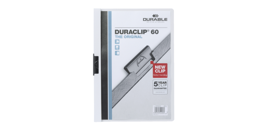 Klemmap Durable Duraclip A4 6mm 60 vellen wit