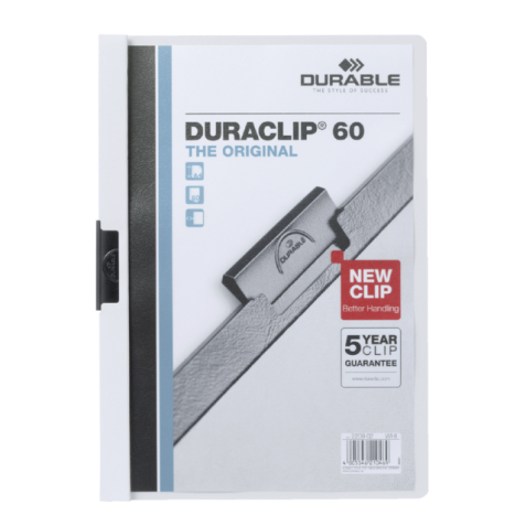 Klemmap Durable Duraclip A4 6mm 60 vellen wit