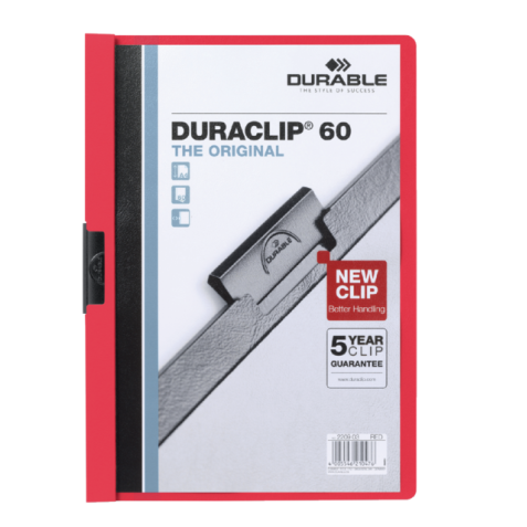 Chemise à clip Durable Duraclip A4 6mm 60 feuilles rouge