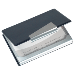Visitekaarthouder Sigel VZ131 voor 20 kaarten 90x58mm aluminium met leer zwart