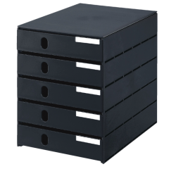 Module de classement Styroval 5 tiroirs fermés noir