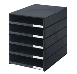 Module de classement Styroval 5 tiroirs ouverts noir