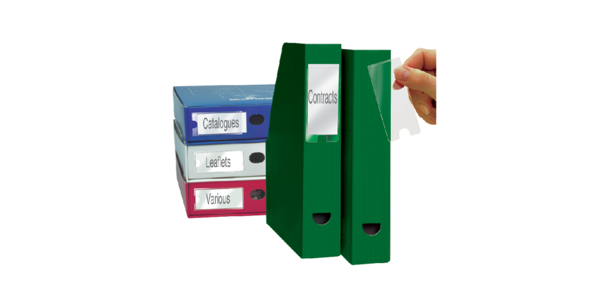 Etikethouder Djois 35x102mm zelfklevend transparant 12 stuks