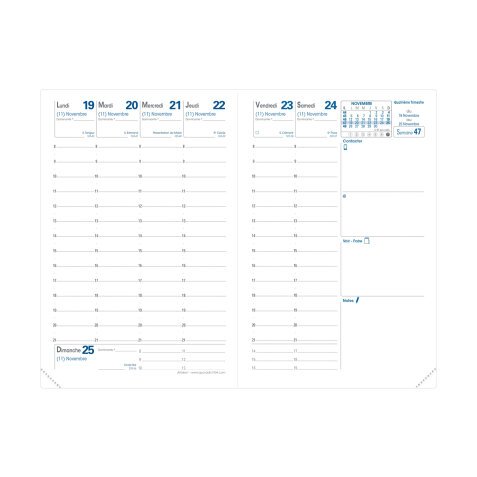 Agenda Semainier Affaires Recharge Quo Vadis - Français - 13 mois de Déc/Déc - 10x15 cm