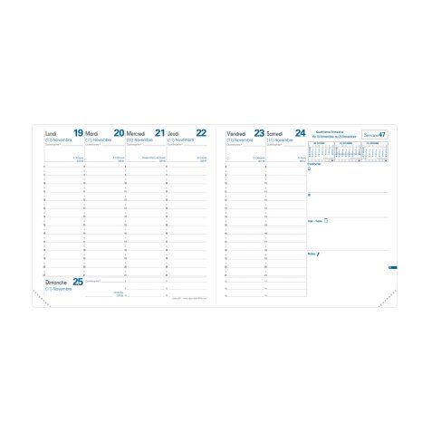 Agenda Semainier Executif Quo Vadis Recharge - Français - 13 mois de Déc/Déc - 16x16 cm