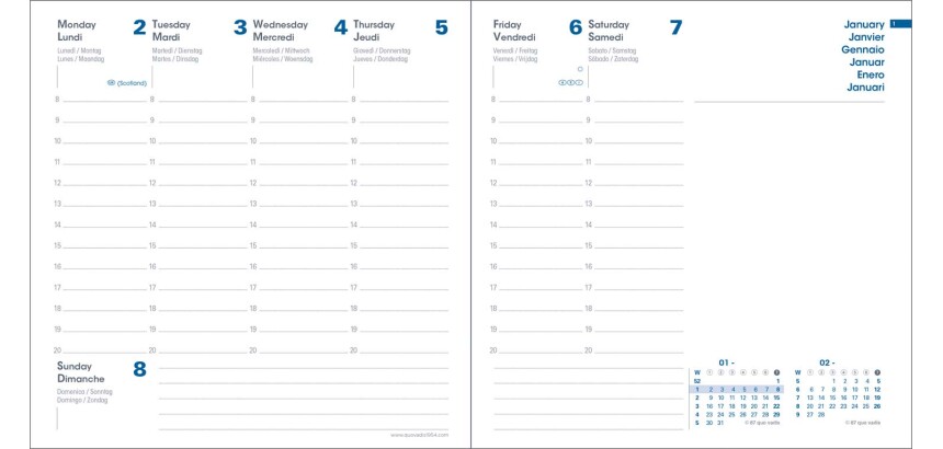 Quo Vadis - Recharge Agenda - 2026 - Exécutif Recyclé - Semainier Planning - Multilingue - 13 mois de déc. à déc. - 16x16 cm -  recyclé
