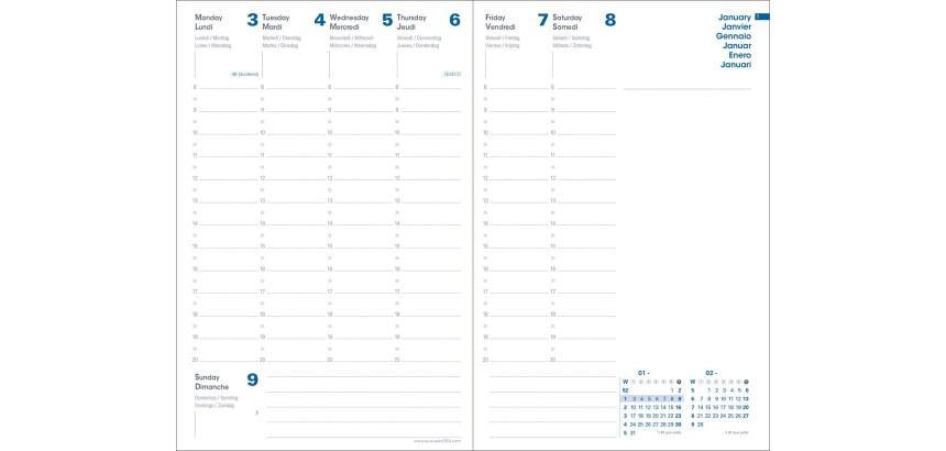 Quo Vadis - Recharge Agenda - 2026 - Ministre Recyclé - Semainier Planning - Multilingue - 13 mois de déc. à déc. - 16x24 cm -  recyclé