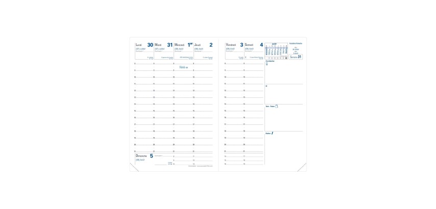 Quo Vadis - Recharge Agenda année scolaire - 2026-2027 - Universitaire - Semainier Planning - Français - 13 mois de août à août - 10x15 cm