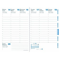 Quo Vadis - Recharge Agenda année scolaire - 2025-2026 - Universitaire Recyclé - Semainier Planning - Multilingue - 13 mois de août à août - 10x15 cm