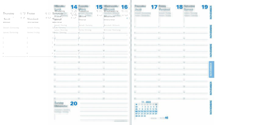 Quo Vadis - Recharge Agenda année scolaire - 2025-2026 - Universitaire Recyclé - Semainier Planning - Multilingue - 13 mois de août à août - 10x15 cm