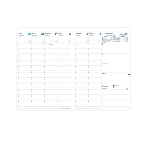 Quo Vadis - Recharge Agenda année scolaire - 2025-2026 - Eu 09/09 - Semainier Planning - Français - 13 mois de août à août - 21x29,7 cm