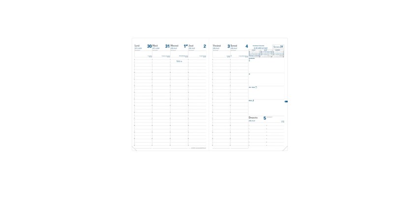 Quo Vadis - Recharge Agenda année scolaire - 2026-2027 - Eu 09/09 - Semainier Planning - Français - 13 mois de août à août - 21x29,7 cm