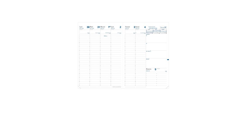 Quo Vadis - Recharge Agenda année scolaire - 2026-2027 - Eu 09/09 - Semainier Planning - Français - 13 mois de août à août - 21x29,7 cm