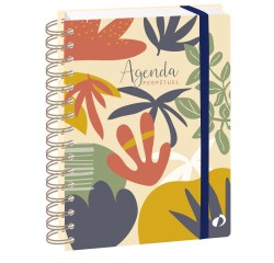 Quo Vadis - Agenda perpétuel - Spiralé - Semainier Horizontal - Français - Eterny - Fleurs - Perpétuel - 15x21 cm