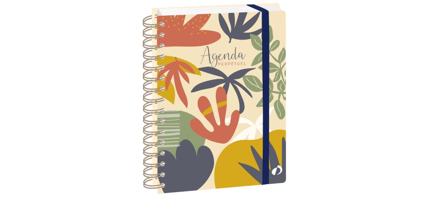 Quo Vadis - Agenda perpétuel - Spiralé - Semainier Horizontal - Français - Eterny - Fleurs - Perpétuel - 15x21 cm