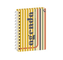 Quo Vadis - Agenda perpétuel - Spiralé - Semainier Horizontal - Français - Eterny - Rayures - Perpétuel - 12x17 cm