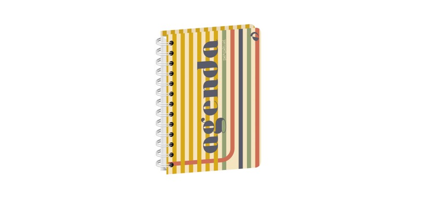 Quo Vadis - Agenda perpétuel - Spiralé - Semainier Horizontal - Français - Eterny - Rayures - Perpétuel - 12x17 cm