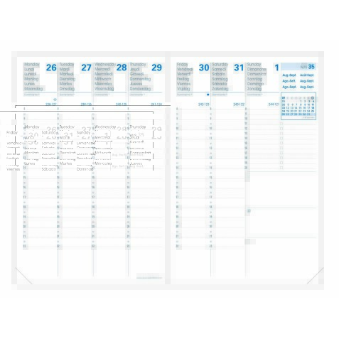 Quo Vadis - Recharge Agenda 16 mois - 2025-2026 - Affaires SD - Semainier Planning - Multilingue - 16 mois de septembre à décembre - 10x15 cm