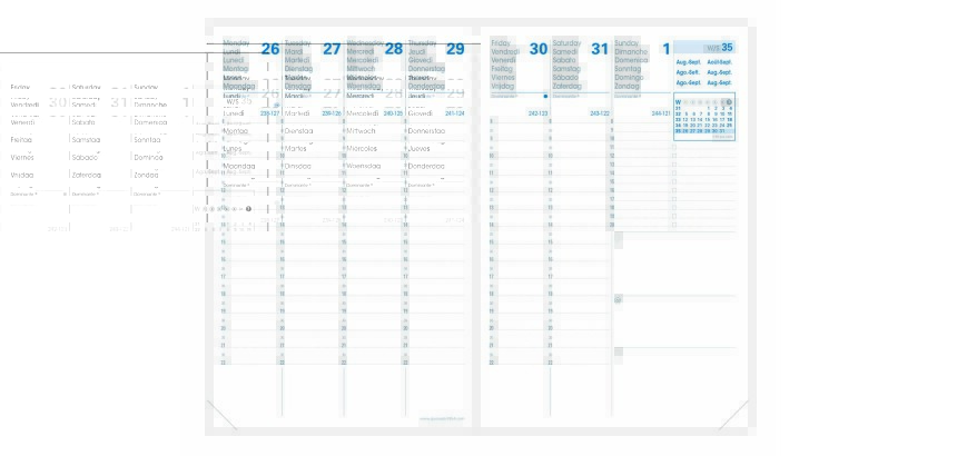Quo Vadis - Recharge Agenda 16 mois - 2026-2027 - Affaires SD - Semainier Planning - Multilingue - 16 mois de septembre à décembre - 10x15 cm