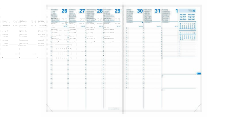 Quo Vadis - Recharge Agenda 16 mois - 2026-2027 - Président SD - Semainier Planning - Multilingue - 16 mois de septembre à décembre - 21x27 cm