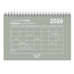 Quo Vadis - Agenda - Spiralé - 2026 - Calendar Diary 24 - Mensuel - Multilingue - Oslo Calendar - Vert - 12 mois de janv à déc. - 16x24 cm