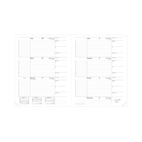 Quo Vadis - Recharge Agenda enseignant - 2025-2026 - Le Principal - Semainier Horizontal - Français - 13 mois de août à août - 18x24 cm