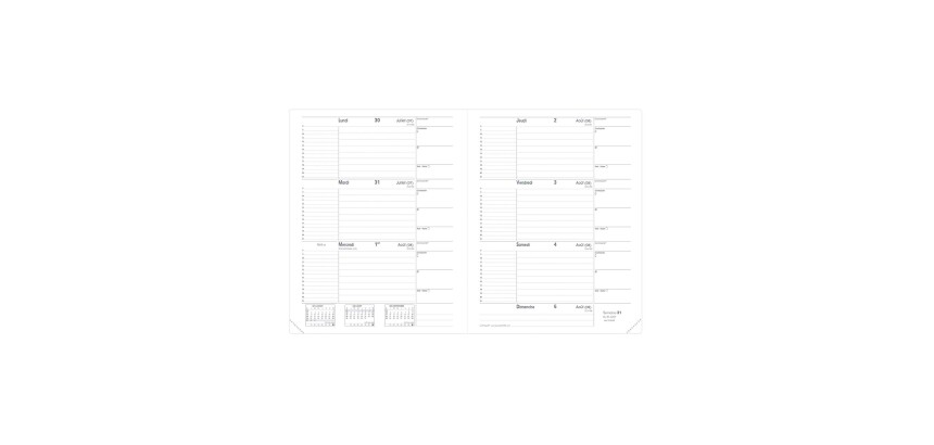 Quo Vadis - Recharge Agenda enseignant - 2026-2027 - Le Principal - Semainier Horizontal - Français - 13 mois de août à août - 18x24 cm