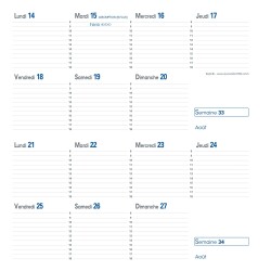 Quo Vadis - Recharge Agenda année scolaire - 2025-2026 - Sept-Bi - Quinzainier - Français - 12 mois de mi-août à mi-août - 8,8x17 cm