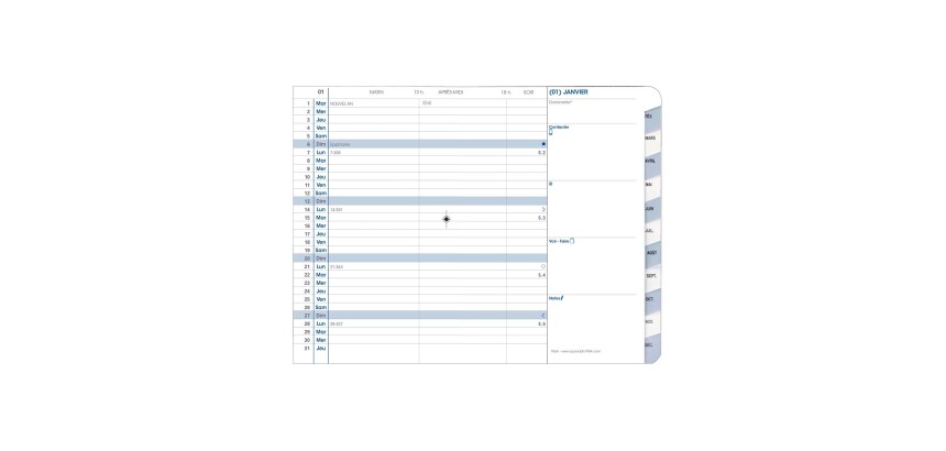 Quo Vadis - Recharge Agenda - 2027 - Plain - Mensuel - Français - 12 mois de janvier à décembre - 10x15 cm
