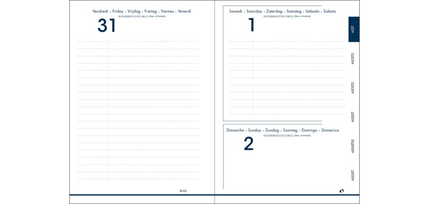 Quo Vadis - Recharge Agenda année scolaire - 2026-2027 - Eurotextagenda - Journalier - Multilingue - 12 mois de août à juillet - 12x17 cm
