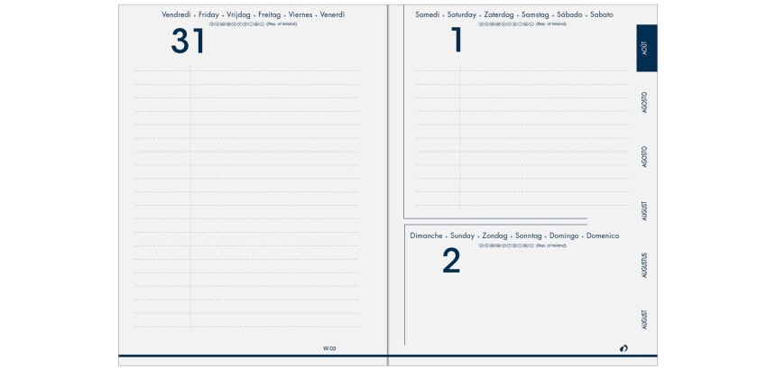 Quo Vadis - Recharge Agenda année scolaire - 2025-2026 - Eurotextagenda Recyclé - Journalier - Multilingue - 12 mois de août à juillet - 12x17 cm
