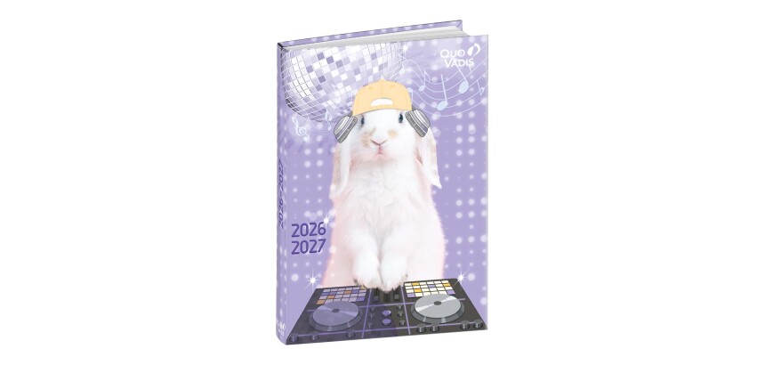 Quo Vadis - Agenda année scolaire - 2026-2027 - Eurotextagenda - Journalier - Multilingue - Mes potes à pattes mignons - Lapin - 12 mois de août à juillet - 12x17 cm