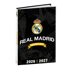 Quo Vadis - Agenda année scolaire - 2026-2027 - Eurotextagenda - Journalier - Multilingue - Real Madrid - Noir - 12 mois de août à juillet - 12x17 cm