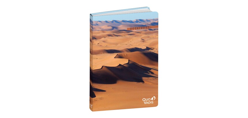 Quo Vadis - Agenda année scolaire - 2026-2027 - Eurotextagenda Recyclé - Journalier - Multilingue - Respire - Desert - 12 mois de août à juillet - 12x17 cm